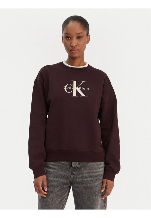 Calvin Klein Jeans Bluza Monologo LV047B234G Brązowy Regular Fit. Kolor: brązowy. Materiał: bawełna