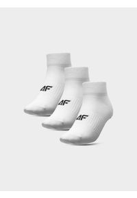 4f - Skarpetki casual za kostkę (3-pack) damskie. Kolor: biały. Materiał: bawełna, materiał #1