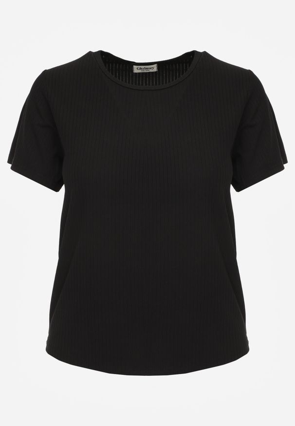 Renee - Czarny T-shirt Basic z Okrągłym Dekoltem Dolea. Okazja: na co dzień. Kolor: czarny. Materiał: jeans. Długość: krótkie. Wzór: gładki. Styl: casual