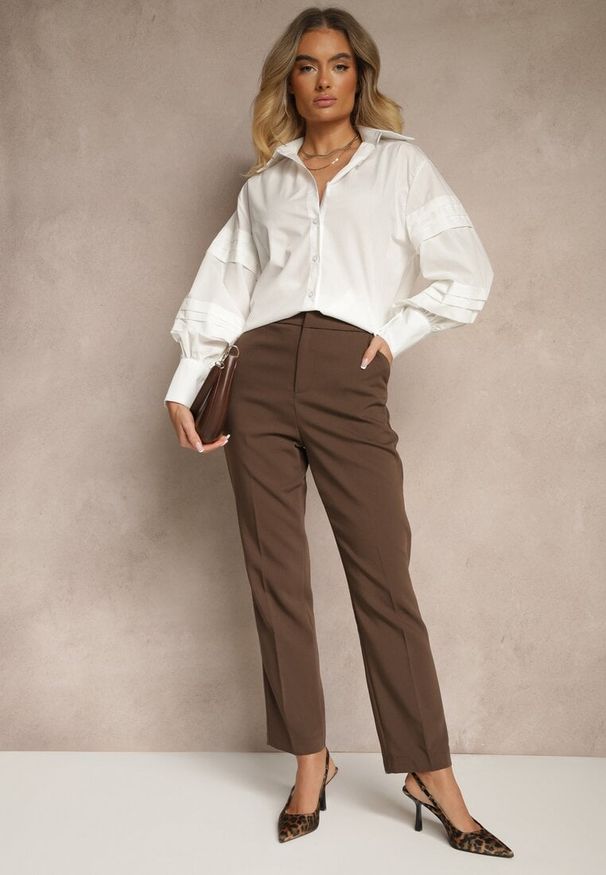 Renee - Biała Koszula z Bawełną i Szerokimi Rękawami Edioniela. Okazja: na co dzień. Kolor: biały. Materiał: bawełna. Sezon: wiosna. Styl: elegancki, casual