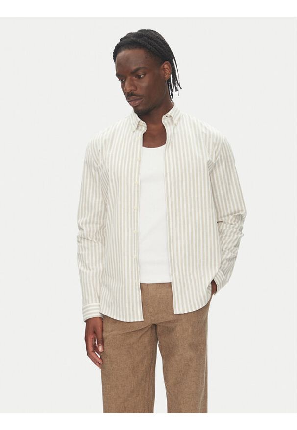 Lindbergh Koszula 30-203536B Beżowy Regular Fit. Kolor: beżowy. Materiał: bawełna