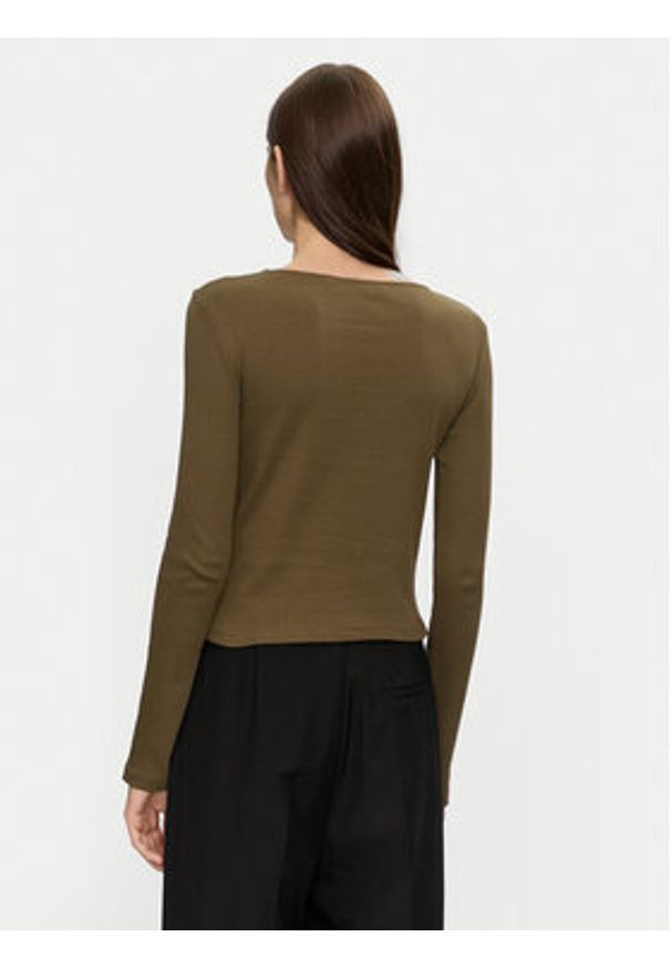 Brave Soul Bluzka LLT-248NALA Khaki Slim Fit. Kolor: brązowy. Materiał: bawełna