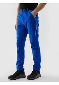 4f - Spodnie trekkingowe szybkoschnące męskie - kobaltowe. Kolor: niebieski. Materiał: tkanina, włókno, materiał. Sport: turystyka piesza, wspinaczka