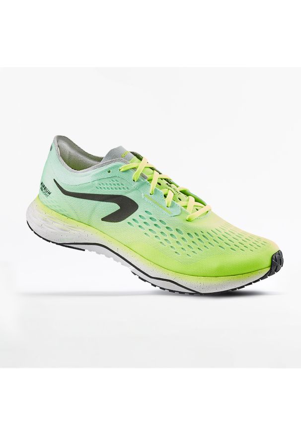 KIPRUN - Buty do biegania męskie Kiprun KD Light. Kolor: wielokolorowy, zielony, żółty. Materiał: materiał. Wzór: geometria. Sport: bieganie
