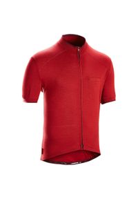 TRIBAN - Koszulka rowerowa Triban GRVL900 Merynos. Kolor: czerwony. Materiał: wełna