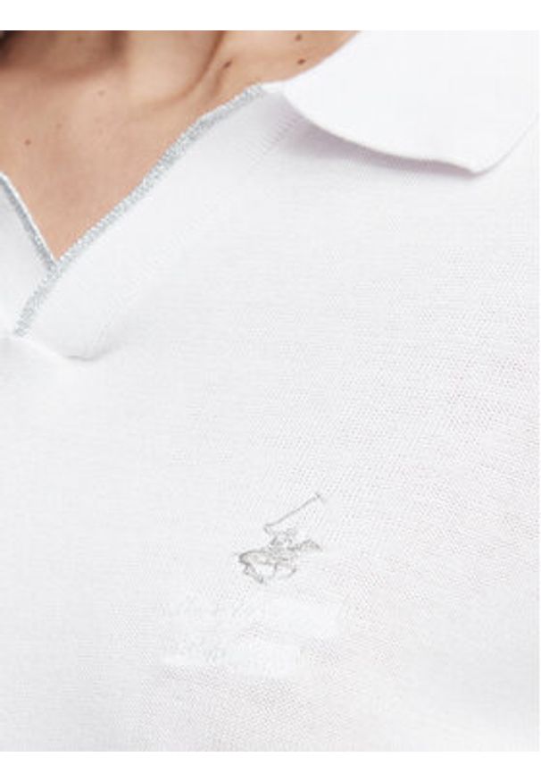 Beverly Hills Polo Club Polo P-SS26W-M550273 Biały Regular Fit. Typ kołnierza: polo. Kolor: biały. Materiał: bawełna