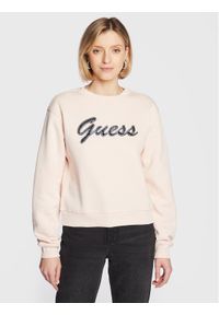 Guess Bluza W3RQ10 K9Z21 Różowy Relaxed Fit. Kolor: różowy. Materiał: bawełna