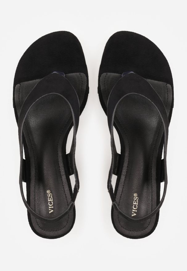 Renee - Czarne Sandały VICES Japonki na Obcasie Kaczuszka Nesadella. Kolor: czarny. Obcas: na obcasie. Styl: wakacyjny. Wysokość obcasa: średni