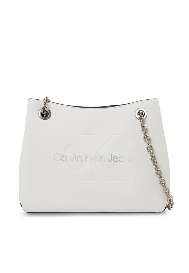Calvin Klein Jeans Torebka Sculpted Shoulder Bag24 Mono K60K607831 Biały. Kolor: biały. Materiał: skórzane