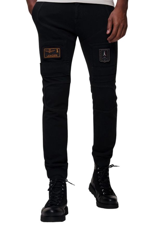 Aeronautica Militare - AERONAUTICA MILITARE Czarne męskie bojówki Jersey Anti-G, Rozmiar XL. Okazja: na co dzień. Kolor: czarny. Materiał: jersey. Styl: casual