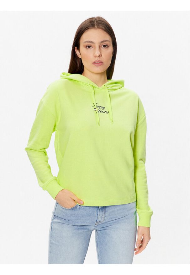 Tommy Jeans Bluza Essential Logo DW0DW15410 Zielony Boxy Fit. Kolor: zielony. Materiał: bawełna, syntetyk
