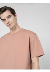 outhorn - T-shirt gładki męski - koralowy. Okazja: na co dzień. Kolor: pomarańczowy. Materiał: bawełna, dzianina. Wzór: gładki. Styl: casual