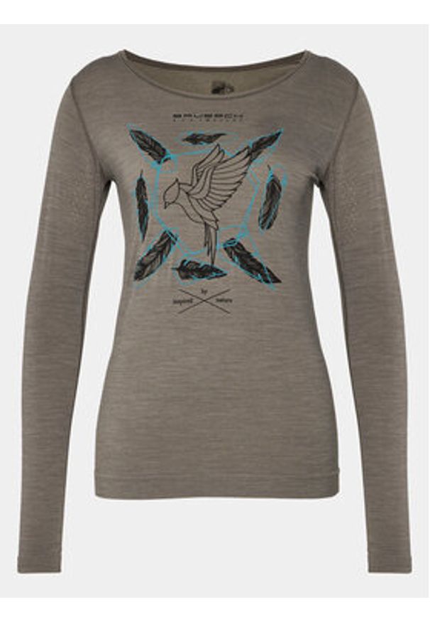 Brubeck Koszulka techniczna LS1415W Szary Slim Fit. Kolor: szary. Materiał: syntetyk