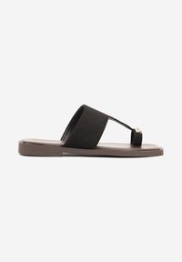 Renee - Czarne Klapki Vices Japonki z Metaliczną Ozdobą Arhelia. Okazja: na plażę. Kolor: czarny. Wzór: aplikacja. Sezon: lato. Styl: elegancki #6