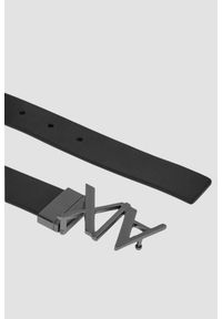 Armani Exchange - ARMANI EXCHANGE Czarny pasek męski ze srebrną klamrą, Rozmiar 34. Kolor: czarny #3