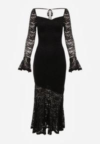 Renee - Czarna Elegancka Sukienka VICES z Koronki z Wiązaniem z Tyłu Drenvienne. Kolor: czarny. Materiał: koronka. Wzór: koronka. Typ sukienki: dopasowane, oversize. Styl: elegancki #8