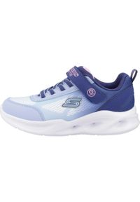 skechers - Buty do chodzenia dla dzieci Skechers Sola Glow. Kolor: niebieski. Materiał: syntetyk, materiał. Szerokość cholewki: normalna. Model: Skechers Sport. Sport: turystyka piesza