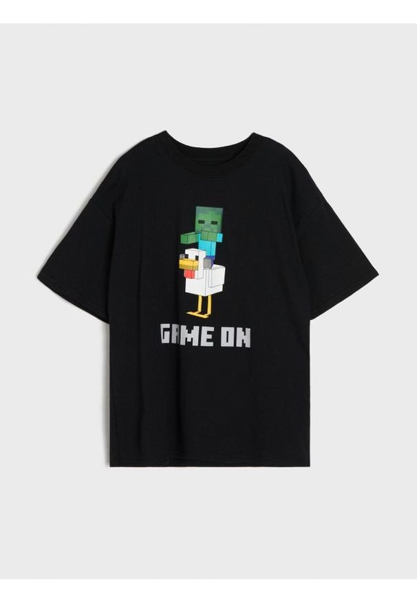 Sinsay - Bawełniana koszulka z nadrukiem Minecraft - czarny. Kolor: czarny. Materiał: bawełna. Wzór: nadruk