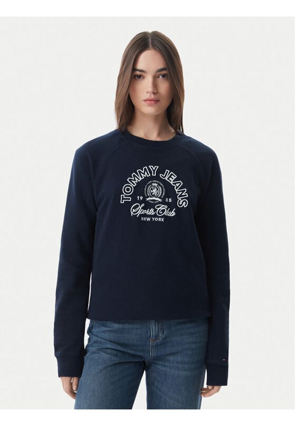 Tommy Jeans Bluza Heritage Logo DW0DW22821 Granatowy Regular Fit. Kolor: niebieski. Materiał: bawełna
