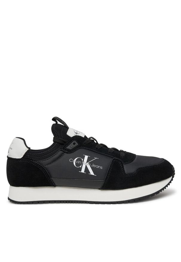 Calvin Klein Sneakersy Runner Sock Laceup Ny-Lth YM0YM00553 Czarny. Kolor: czarny. Materiał: skóra, zamsz