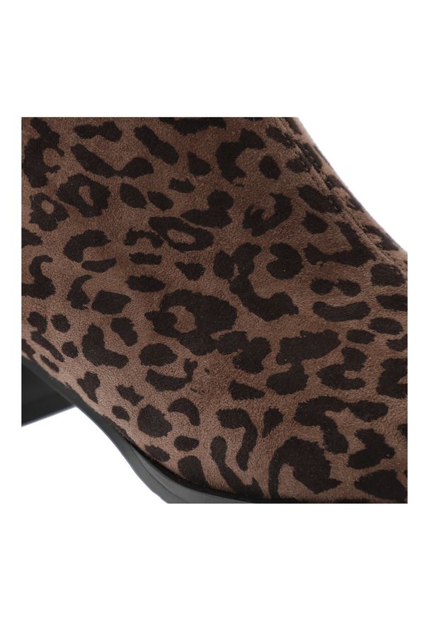 Brązowe Botki S.Barski Eleganckie Buty Damskie Panterka. Okazja: na co dzień. Kolor: brązowy. Materiał: materiał. Szerokość cholewki: normalna. Wzór: motyw zwierzęcy. Obcas: na obcasie. Styl: elegancki. Wysokość obcasa: średni