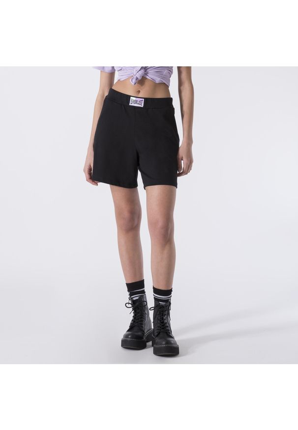 EVERLAST - Spodenki Sportowe Z Grubego Dzerseju Czarny Bawelna. Kolor: czarny. Długość: krótkie