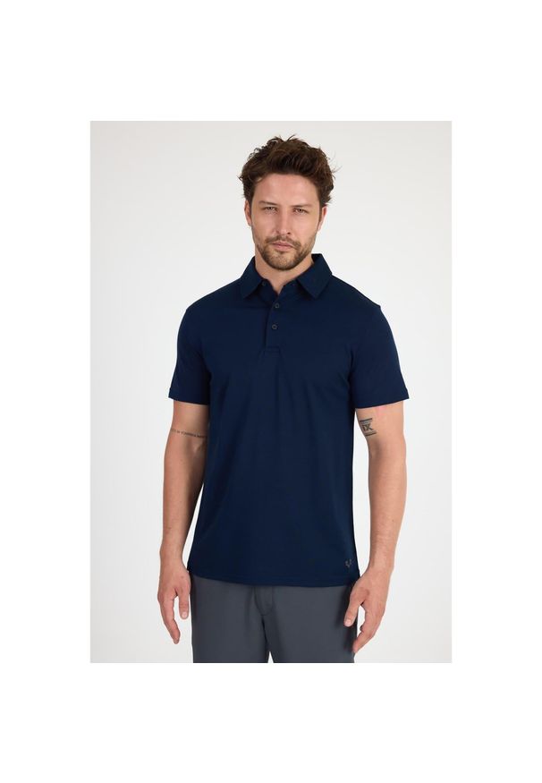 WOOLONA - Koszulka Polo z 100% Wełny Merino (170 g/m² - Piqué). Typ kołnierza: polo. Kolor: niebieski. Materiał: wełna