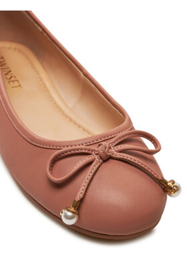 TwinSet - TWINSET Baleriny Ballerina 242TCP150 Beżowy. Kolor: beżowy. Materiał: skóra