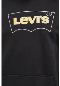 Levi's® - Levi's bluza bawełniana męska kolor czarny z kapturem z nadrukiem. Okazja: na spotkanie biznesowe. Typ kołnierza: kaptur. Kolor: czarny. Materiał: bawełna. Wzór: nadruk. Styl: biznesowy
