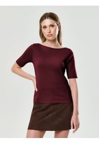 Sinsay - Bawełniana koszulka basic - brązowy. Kolor: brązowy. Materiał: bawełna