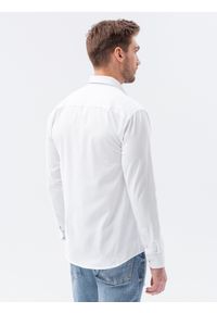 Ombre Clothing - Koszula męska z długim rękawem SLIM FIT - biała K643 - XXL. Okazja: do pracy, na spotkanie biznesowe, na co dzień. Kolor: biały. Materiał: bawełna, materiał. Długość rękawa: długi rękaw. Długość: długie. Styl: casual, biznesowy #6