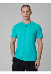 4f - 4F Koszulka treningowa regular szybkoschnąca męska - turkusowa XL. Kolor: turkusowy. Sport: fitness #1
