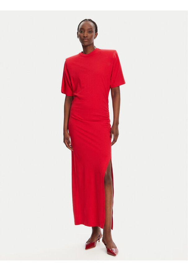 Pinko - PINKO Sukienka codzienna 105219 A2M2 Czerwony Regular Fit. Okazja: na co dzień. Kolor: czerwony. Materiał: bawełna. Typ sukienki: proste. Styl: casual