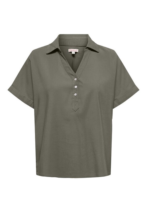 only - ONLY Polo Aris 15364279 Zielony Loose Fit. Typ kołnierza: polo. Kolor: zielony. Materiał: wiskoza