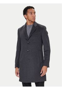 BOSS Płaszcz wełniany Hyde 50549187 Szary Slim Fit. Kolor: szary. Materiał: wełna