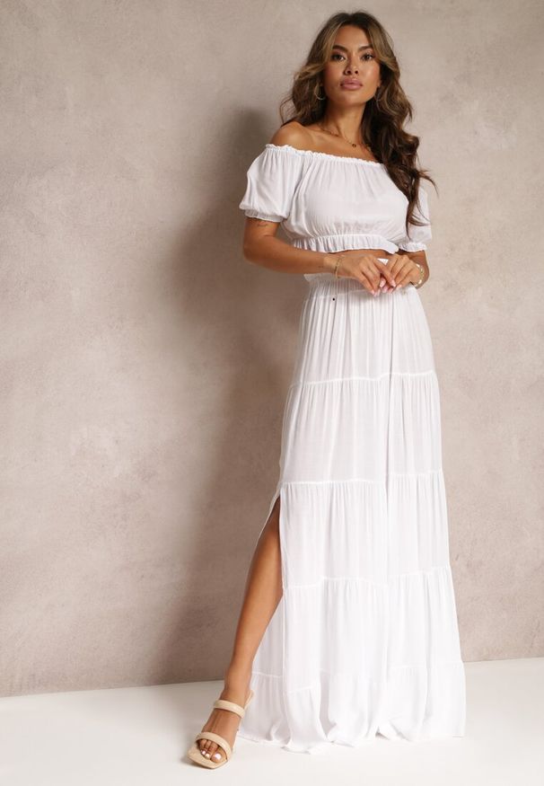 Renee - Biały 2-częściowy Komplet z Wiskozy w Hiszpańskim Stylu Avasa. Kolor: biały. Materiał: wiskoza