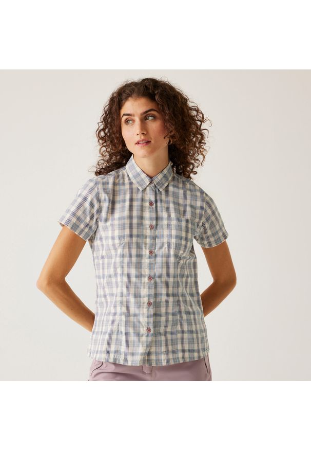 Regatta - Damska koszulka z krótkim rękawkiem Mindano VIII. Kolor: niebieski. Materiał: tkanina. Długość rękawa: krótki rękaw. Długość: krótkie. Sport: turystyka piesza