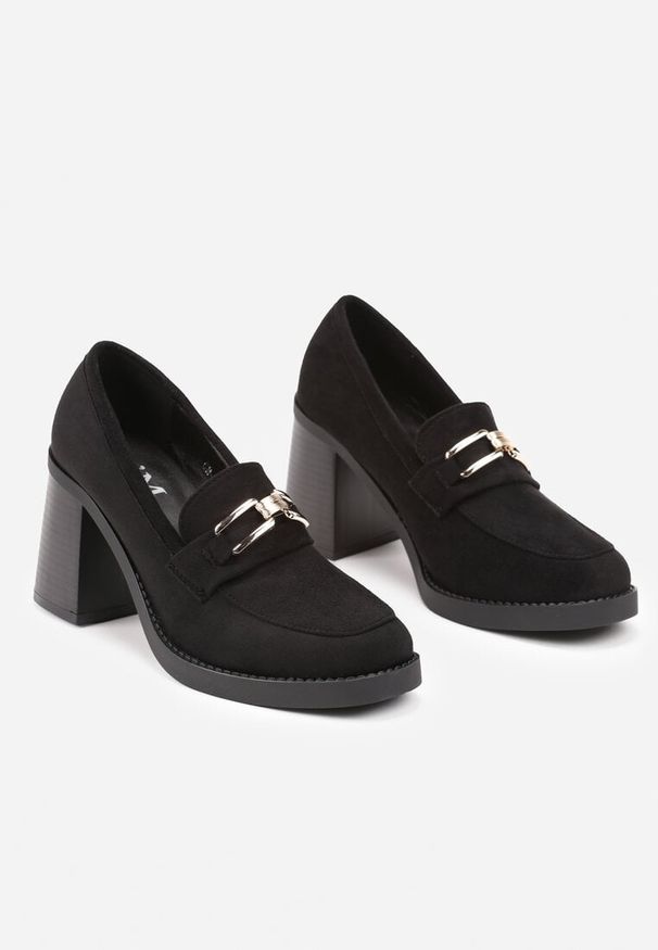 Renee - Czarne Półbuty Velonna. Okazja: na co dzień, na imprezę. Kolor: czarny. Materiał: jeans. Sezon: jesień, wiosna. Obcas: na obcasie. Styl: elegancki, casual. Wysokość obcasa: średni