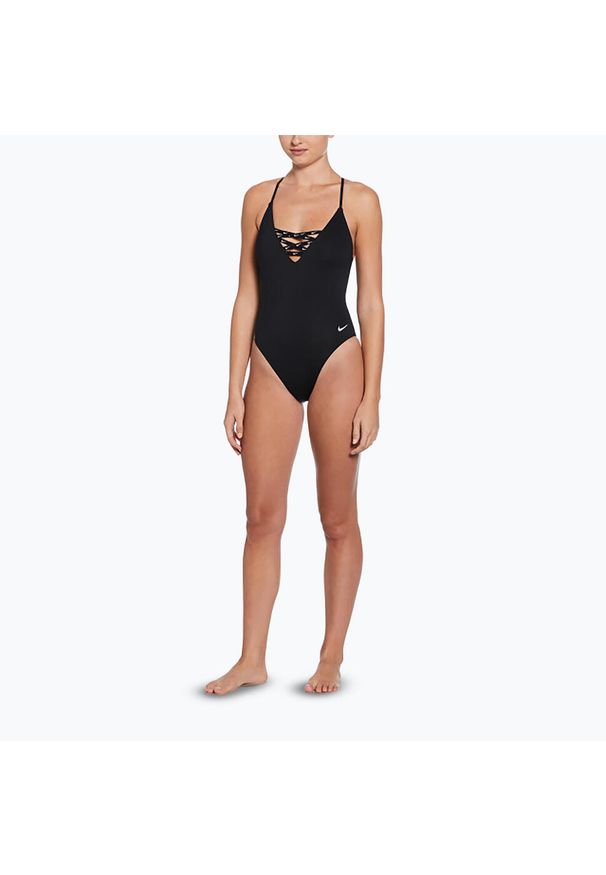 Strój pływacki jednoczęściowy damski Nike Sneakerkini 2.0 Crossback. Kolor: czarny
