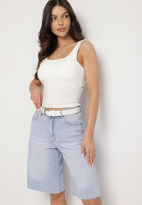 Born2be - Jasnoniebieskie Szorty Bawełniane Bermudy Jeansowe z Wyższym Stanem Tenacea. Okazja: na co dzień. Stan: podwyższony. Kolor: niebieski. Materiał: jeans, bawełna. Styl: casual, elegancki