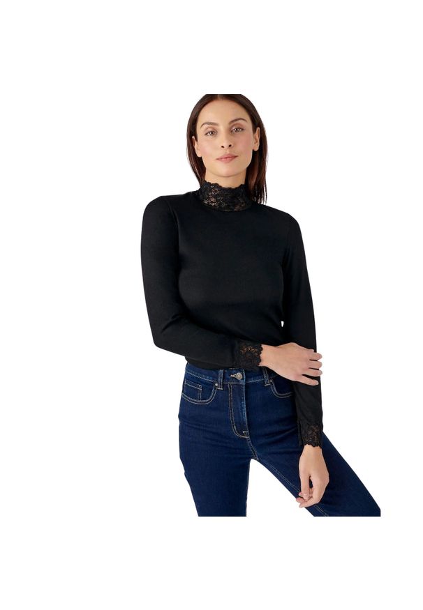 DAMART - Koszulka damska z długimi rękawami z cienkiego materiału thermolactyl Damart. Kolor: czarny. Materiał: materiał. Długość rękawa: długi rękaw. Długość: długie. Wzór: nadruk