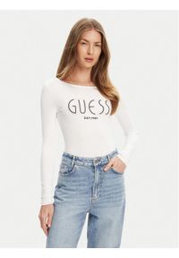 Guess Body W5YP05 K68D2 Biały Slim Fit. Kolor: biały. Materiał: wiskoza