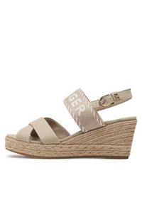 TOMMY HILFIGER - Tommy Hilfiger Espadryle Seasonal Webbing Mid Wedge FW0FW07091 Beżowy. Kolor: beżowy. Materiał: materiał