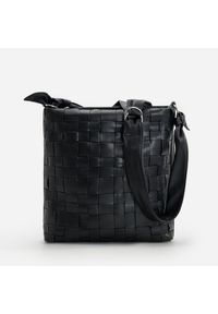 Reserved - Pojemna torebka z ozdobną plecionką - Czarny. Kolor: czarny #1