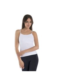 TEYLI - Koszulka na ramiączkach biustonosz Teyli Cami-plus. Kolor: biały. Materiał: bawełna, elastan. Długość rękawa: na ramiączkach. Sport: fitness