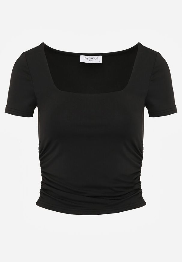 Renee - Czarna Bluzka Cilelle. Kolor: czarny. Materiał: dzianina, wiskoza. Długość rękawa: krótki rękaw. Długość: krótkie. Wzór: jednolity