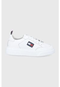 Tommy Jeans Buty skórzane EN0EN01516YBR.WHT kolor biały na platformie. Nosek buta: okrągły. Zapięcie: sznurówki. Kolor: biały. Materiał: skóra. Obcas: na platformie #1