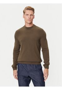 Marc O'Polo Denim Sweter 5000007280 Brązowy Regular Fit. Typ kołnierza: polo. Kolor: brązowy. Materiał: wełna