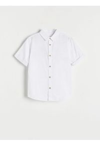 Reserved - Koszula z lnem - biały. Kolor: biały. Materiał: len #1