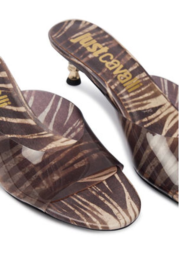 Just Cavalli Klapki 80RA3S61 ZSE42 Brązowy. Kolor: brązowy. Materiał: syntetyk